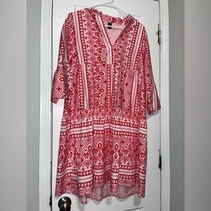 Women’s Bright Pink Patterned Midi Dress